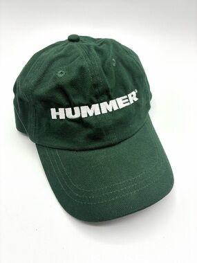 Vintage Hummer Hat Green Strapback Cap Embroidered Logo Y2K